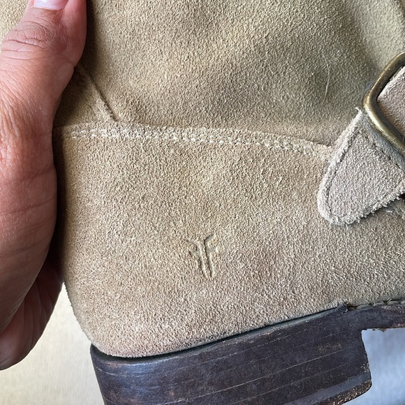 FRYE Veronica Taupe Suede Buckle Boots Size 7 - Picture 9 of 12